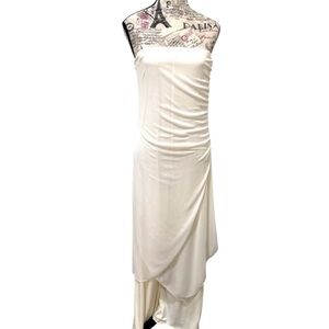 Kiss kiss USA  Vintage Strapless Cream Nylon Dress Built-In Pants - Size Small